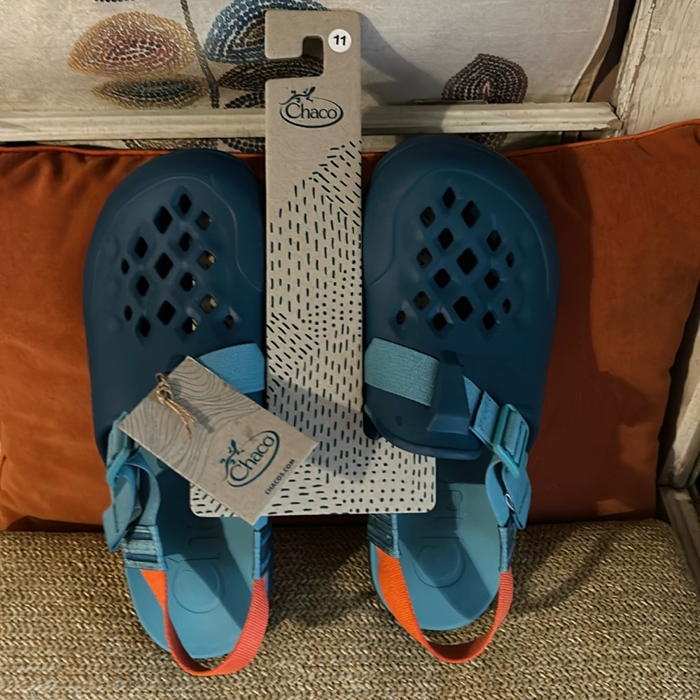 NEW Chaco Chillos Clogs Women's Size 11 Blue Orange Sandals Adjustable